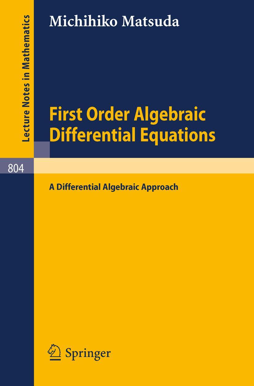Vorderes Coverbild First Order Algebraic Differential Equations