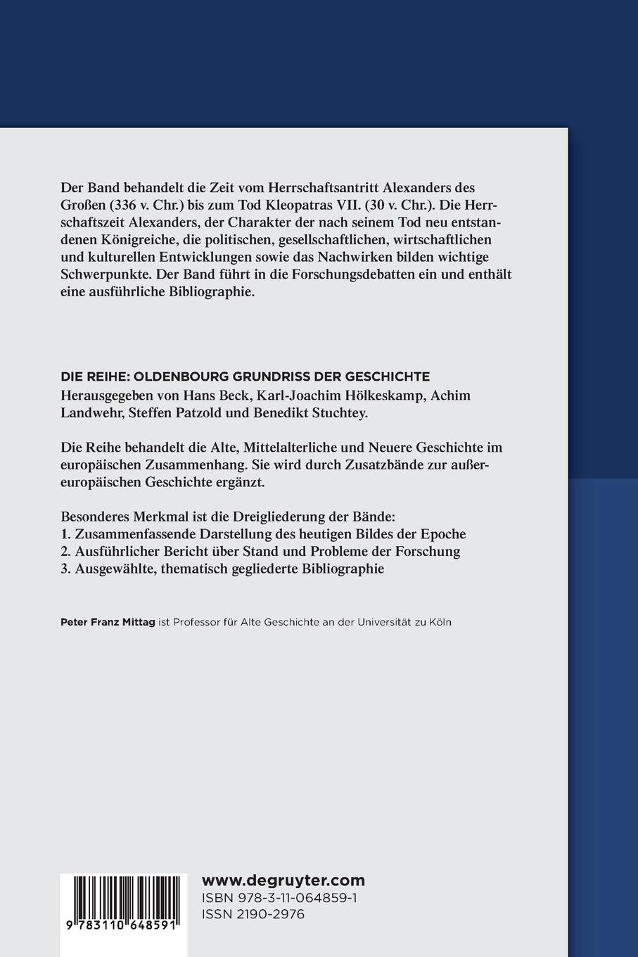 Rückseitencover Geschichte des Hellenismus