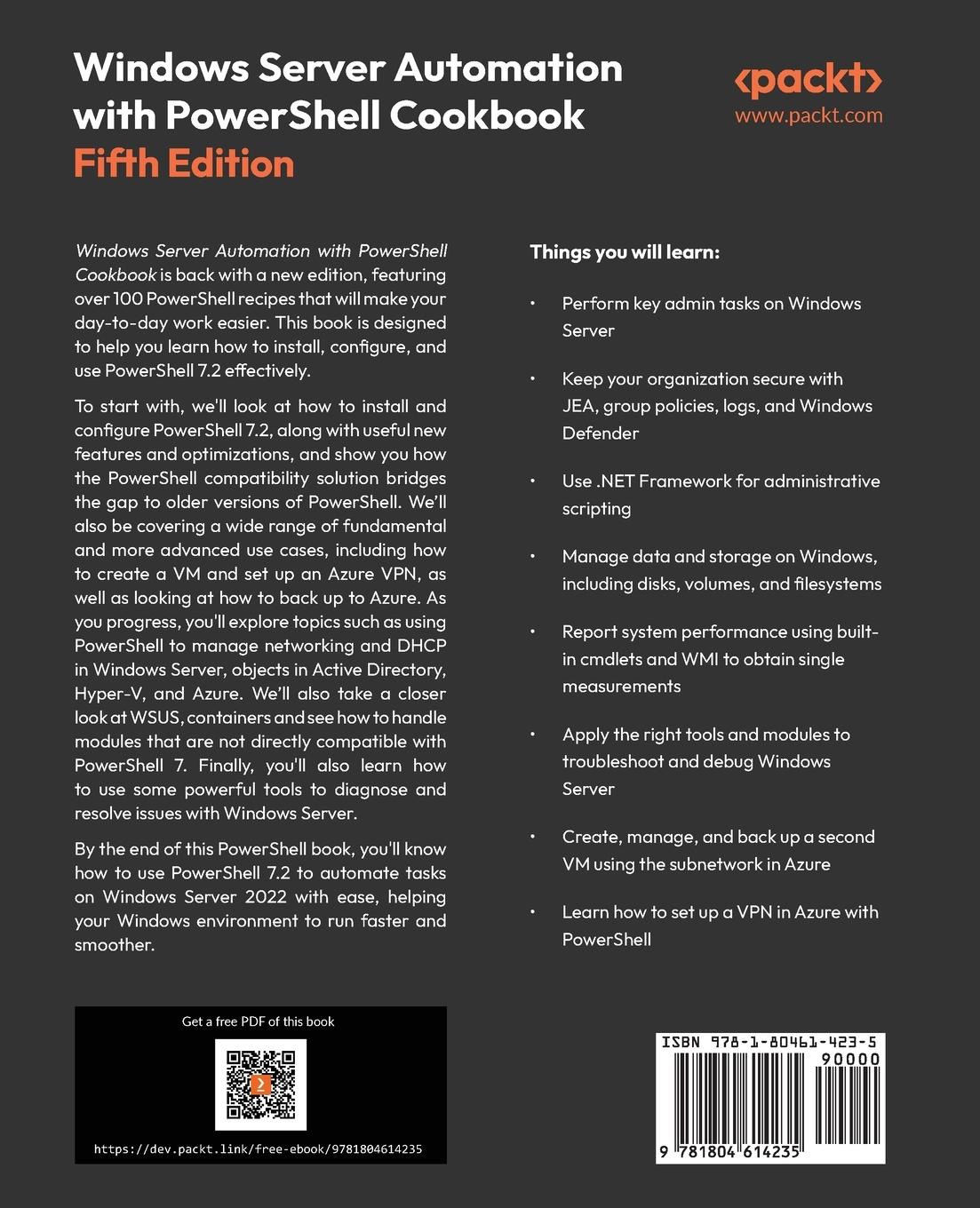 Rückseitencover Windows Server Automation with PowerShell Cookbook - Fifth Edition