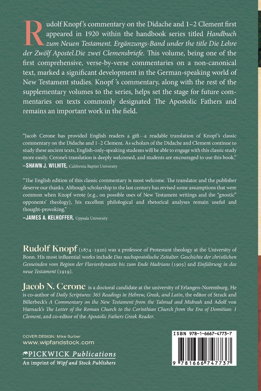 Rückseitencover Commentary on the Didache and on 1-2 Clement