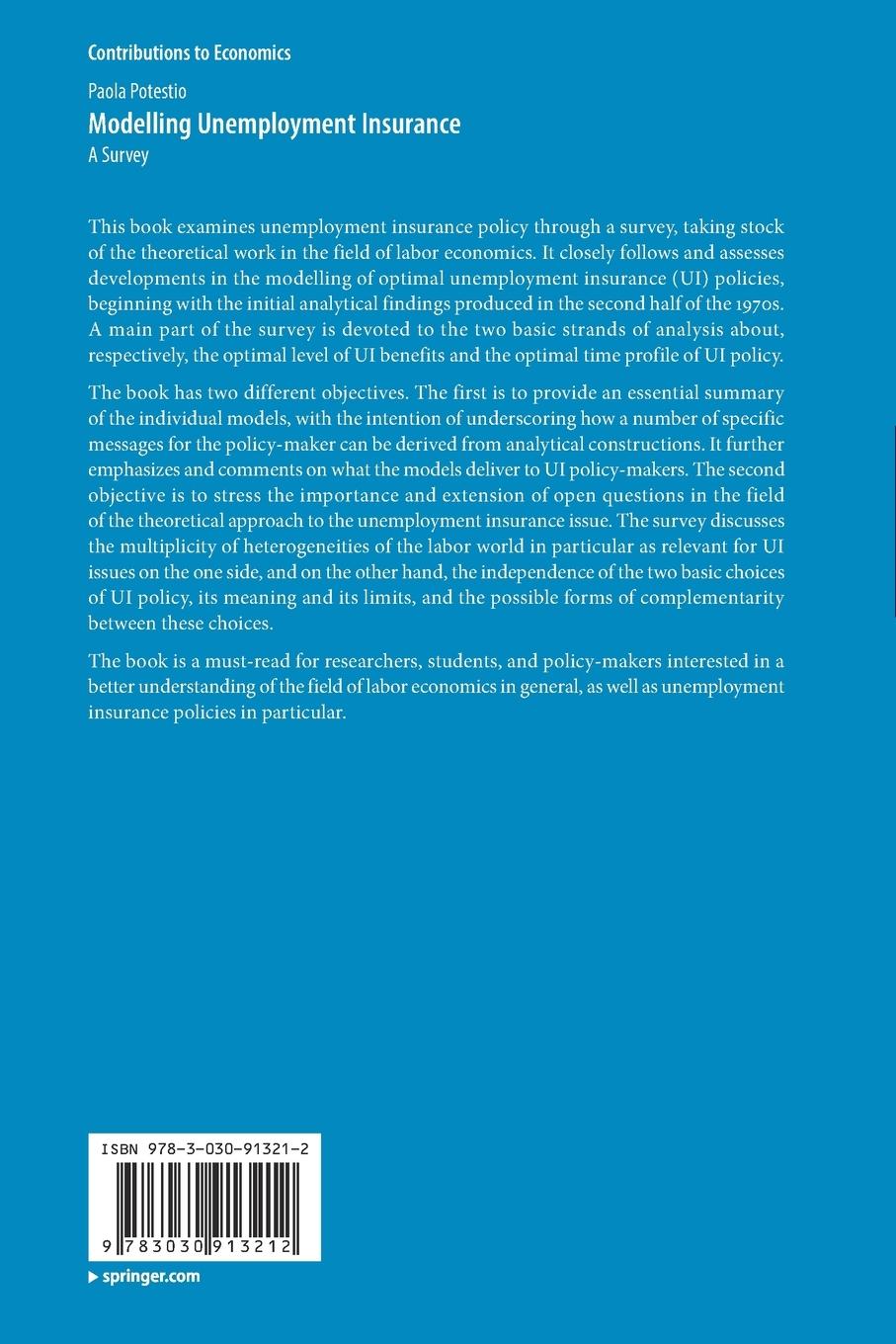 Rückseitencover Modelling Unemployment Insurance