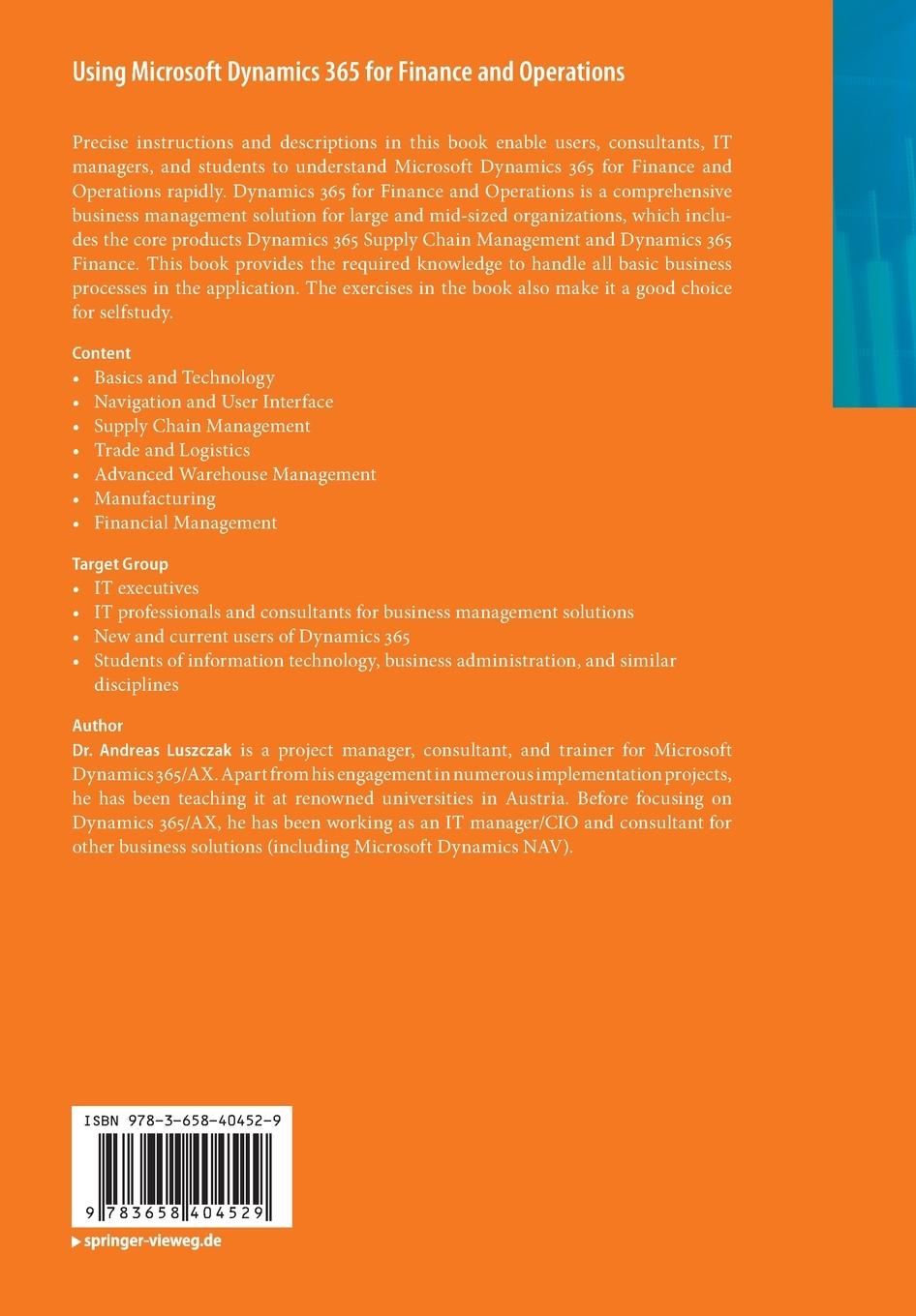Rückseitencover Using Microsoft Dynamics 365 for Finance and Operations