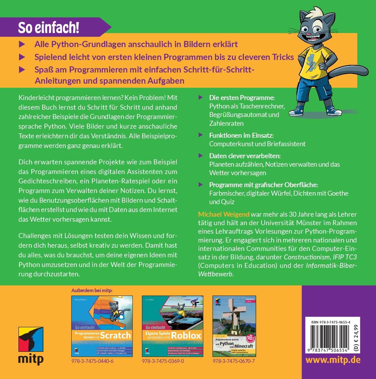 Rückseitencover Programmieren lernen mit Python - So einfach!