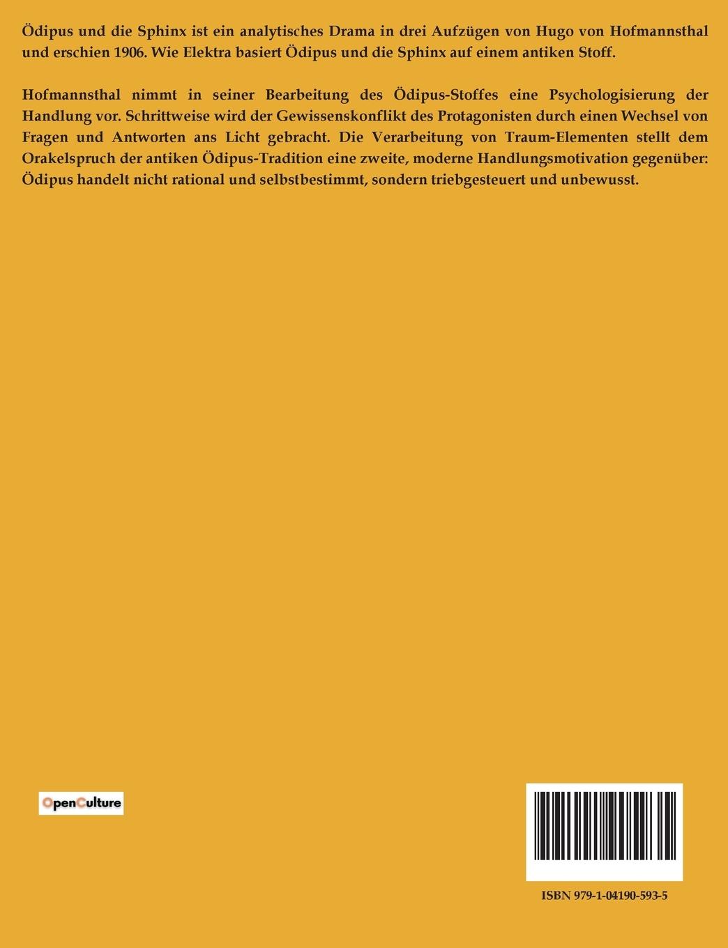 Rückseitencover Ödipus und die Sphinx