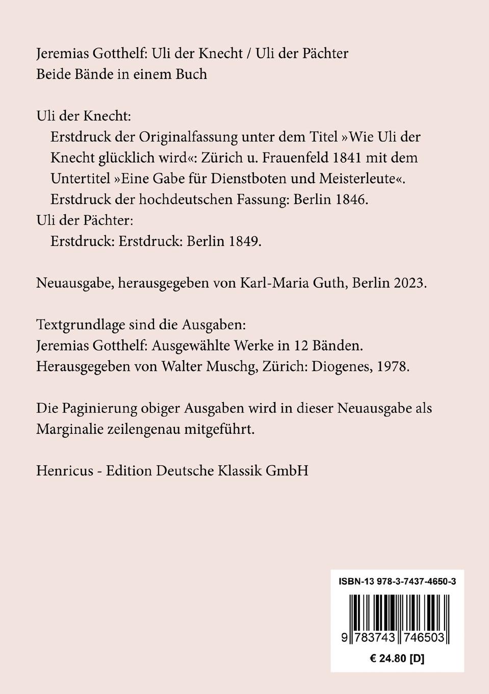 Rückseitencover Uli der Knecht / Uli der Pächter