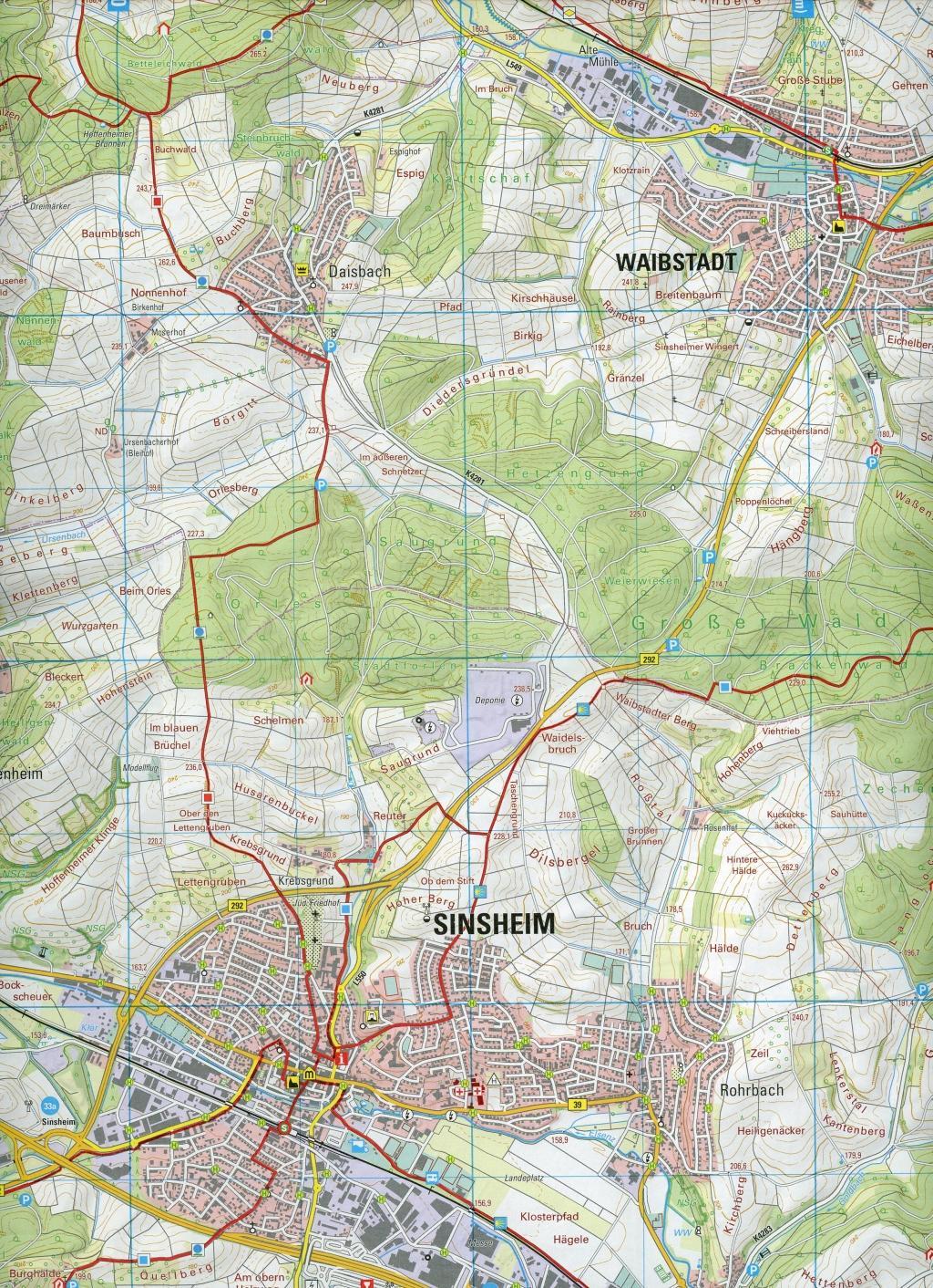 Beispielinhalt (Bild) W211 Wanderkarte 1:25 000 Sinsheim