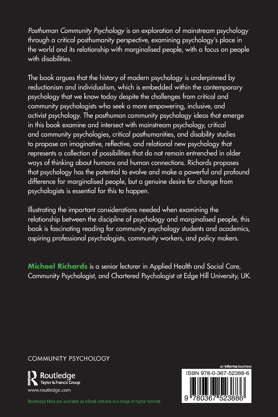 Rückseitencover Posthuman Community Psychology