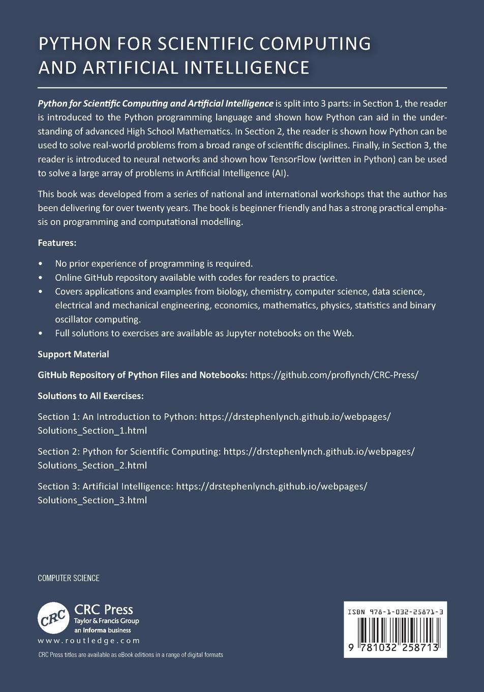 Rückseitencover Python for Scientific Computing and Artificial Intelligence