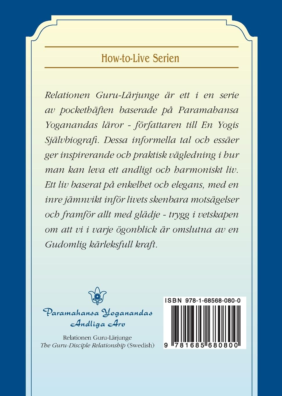 Rückseitencover Relationen Guru-Lärjunge (The Guru-Disciple Relationship--Swedish)