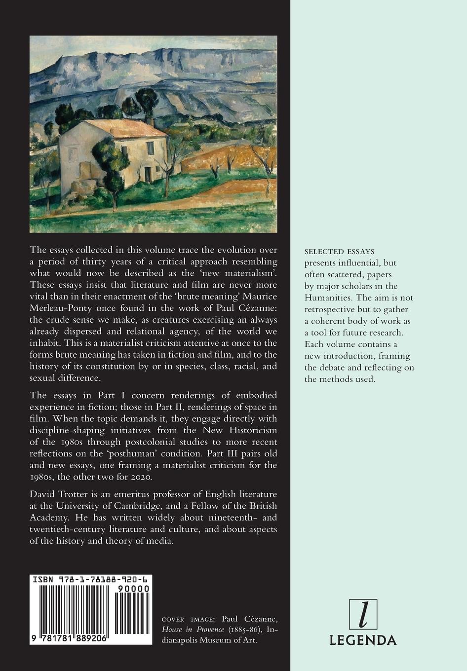 Rückseitencover Brute Meaning: Essays in Materialist Criticism from Dickens to Hitchcock