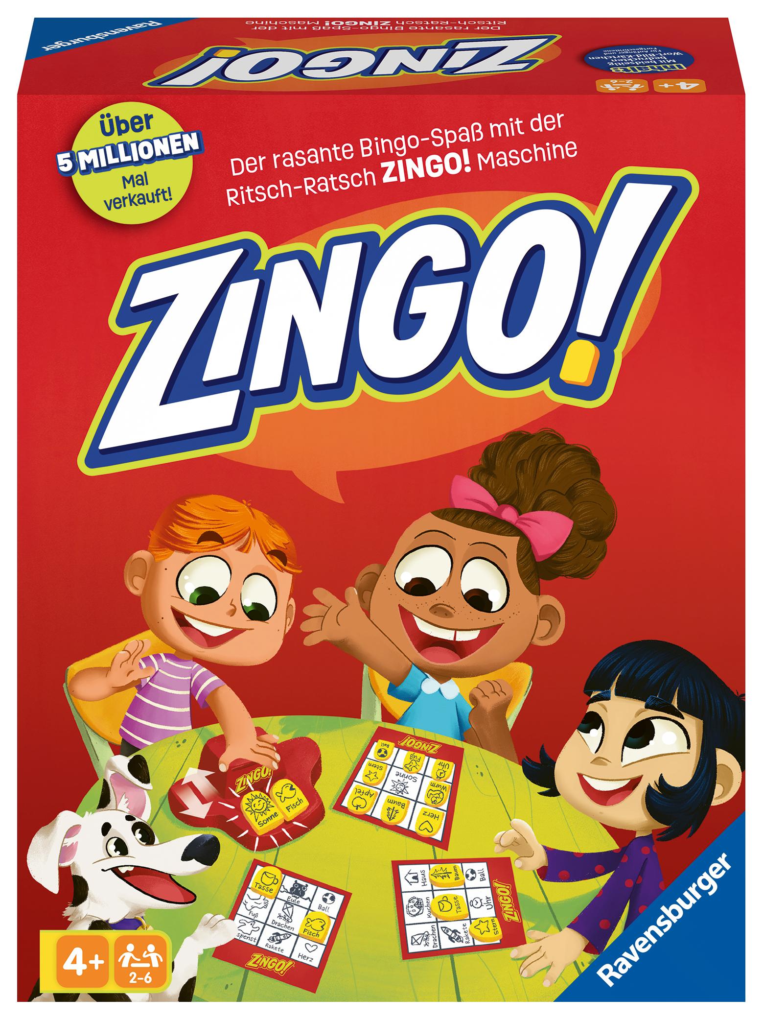 Vorderes Coverbild Ravensburger 22354 - Zingo!, Kinderspiel ab 4 Jahren, für 2-6 Spieler, Bingospiel