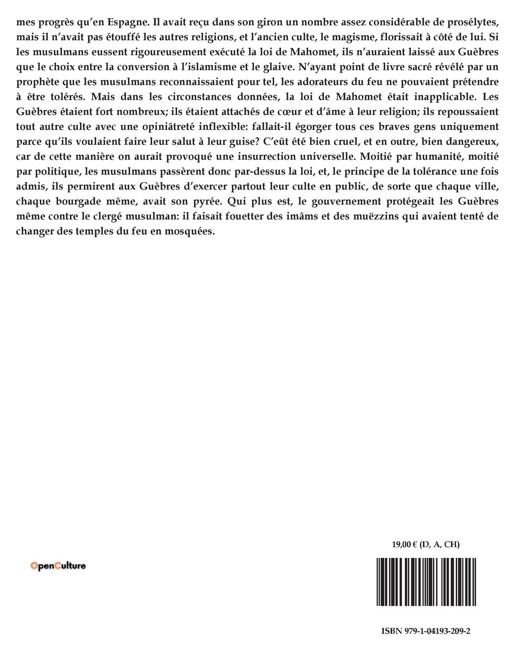 Rückseitencover HISTOIRE DES MUSULMANS D'ESPAGNE