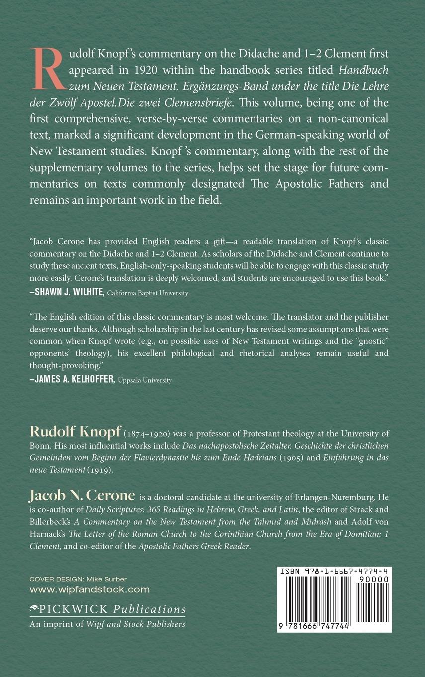 Rückseitencover Commentary on the Didache and on 1-2 Clement