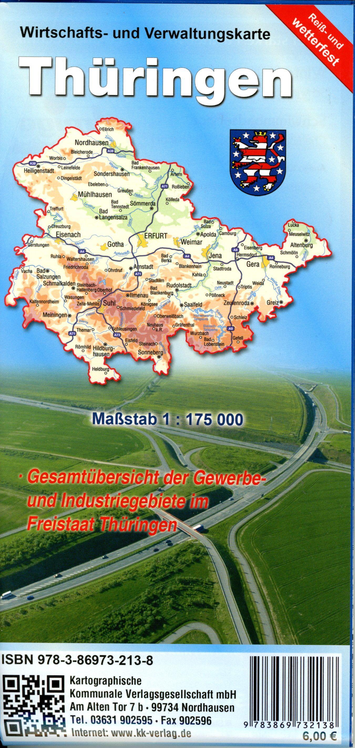 Vorderes Coverbild Wirtschafts- und Verwaltungskarte Thüringen