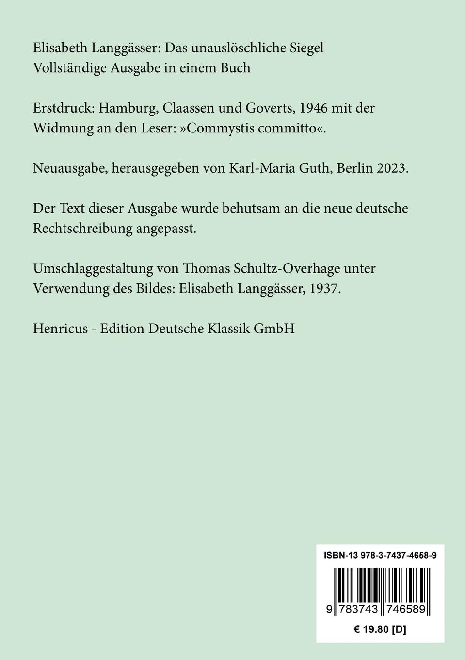 Rückseitencover Das unauslöschliche Siegel
