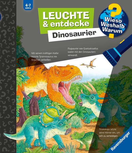 Vorderes Coverbild Wieso? Weshalb? Warum? Leuchte und entdecke: Dinosaurier (Taschenlampen-Buch mit Folien und Klappen)