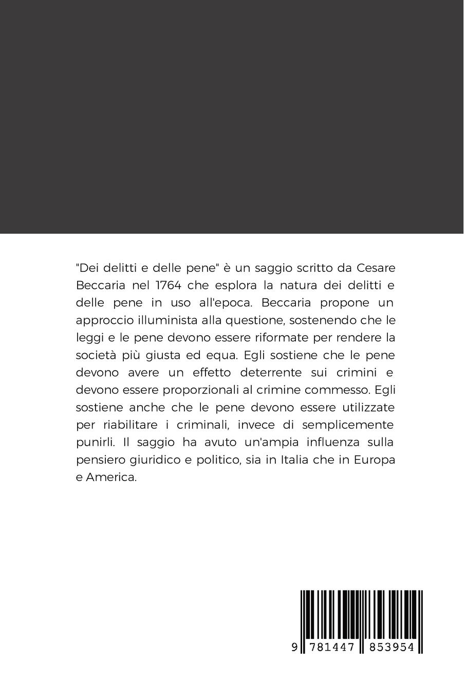 Rückseitencover Dei delitti e delle pene