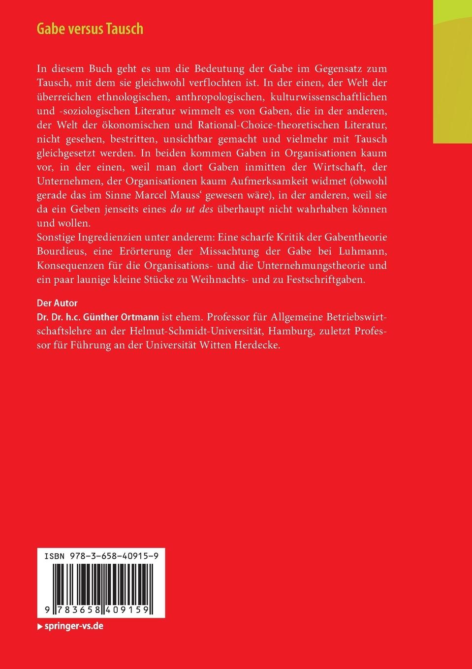 Rückseitencover Gabe versus Tausch