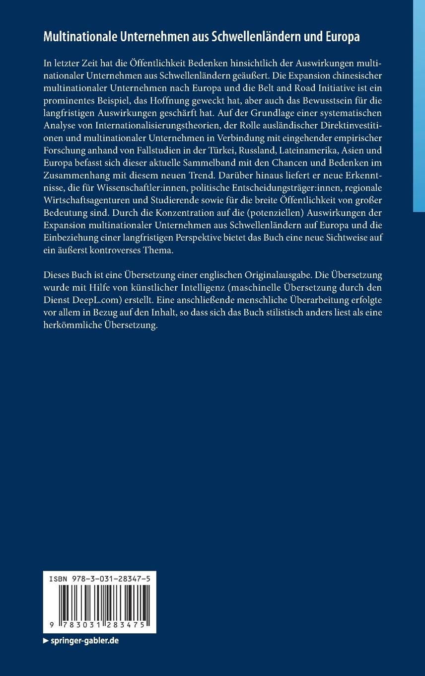 Rückseitencover Multinationale Unternehmen aus Schwellenländern und Europa