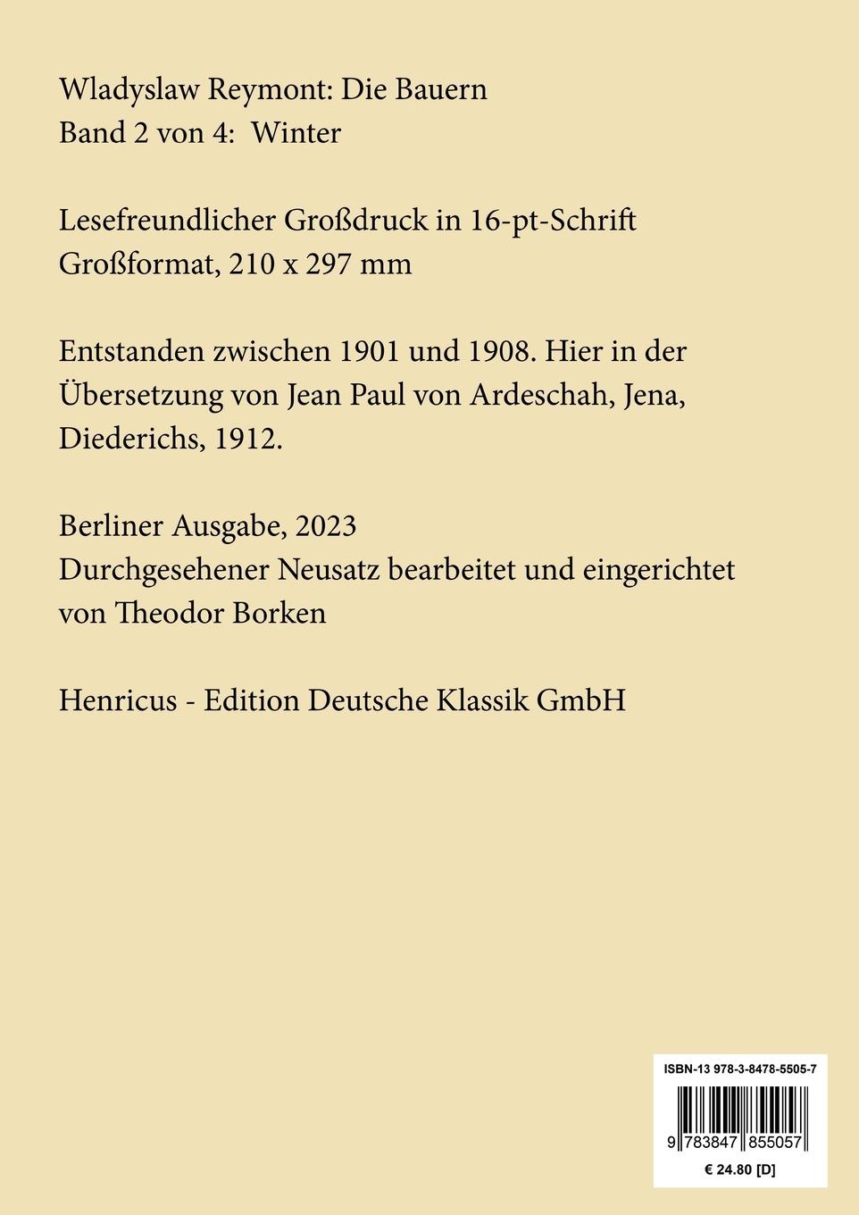 Rückseitencover Die Bauern (Großdruck)