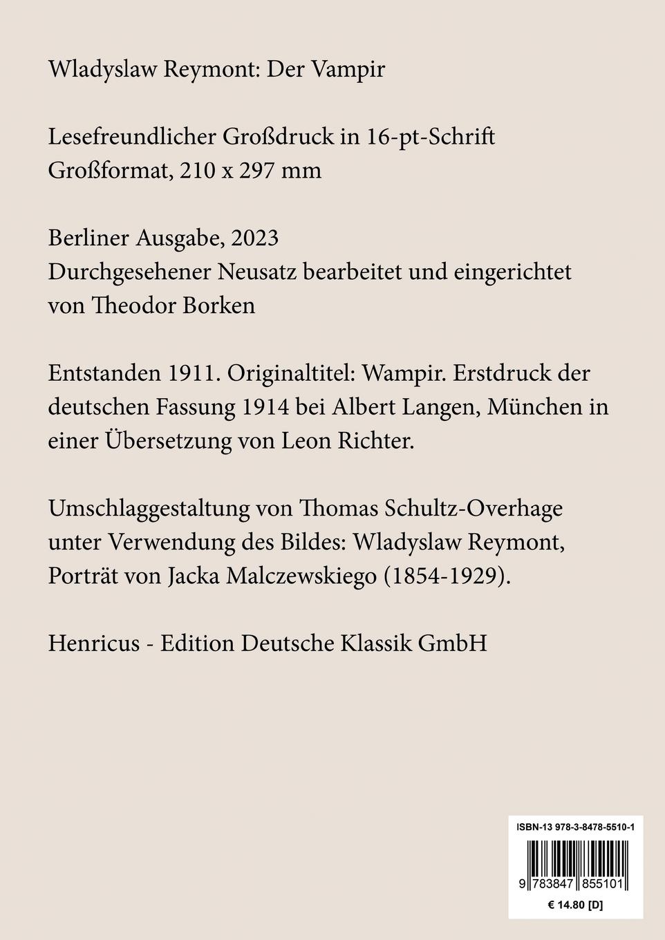 Rückseitencover Der Vampir (Großdruck)