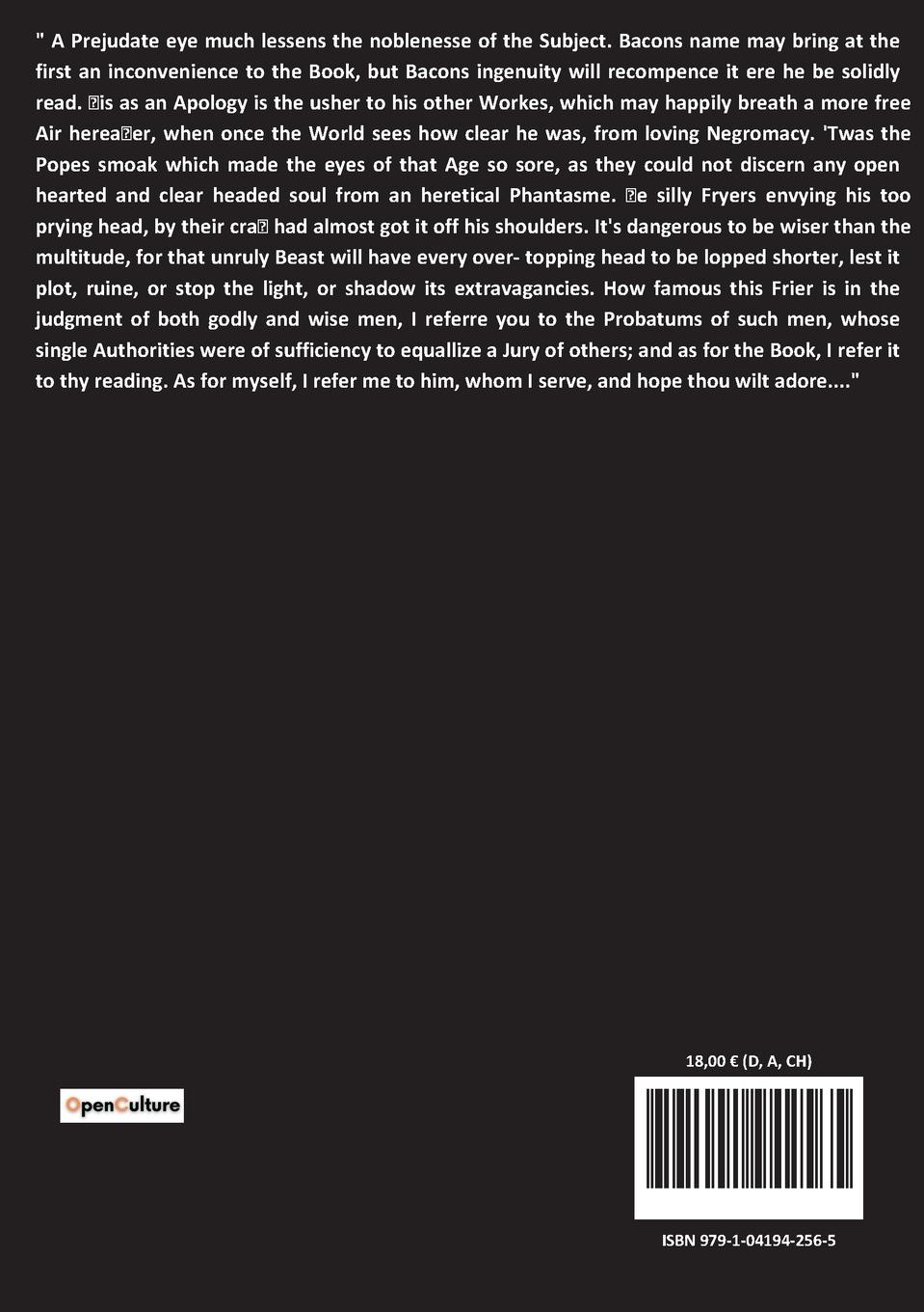 Rückseitencover Friar Bacon: His Discovery of the Miracles of Art, Nature, and Magick