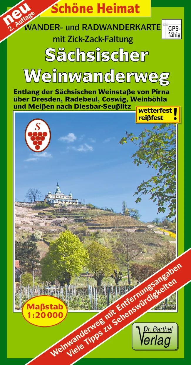 Vorderes Coverbild Wander- und Radwanderkarte Sächsischer Weinwanderweg