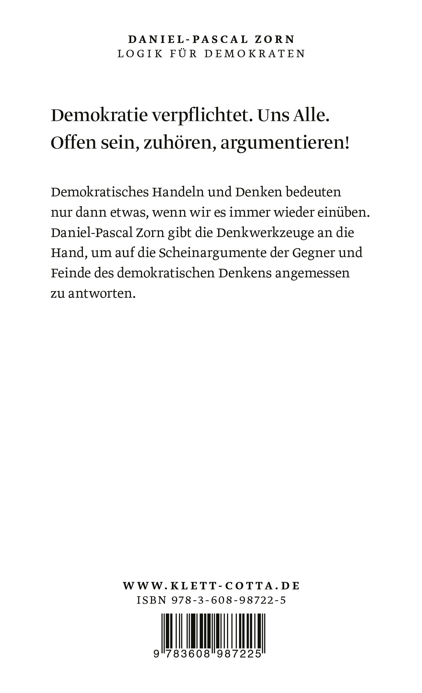 Rückseitencover Logik für Demokraten
