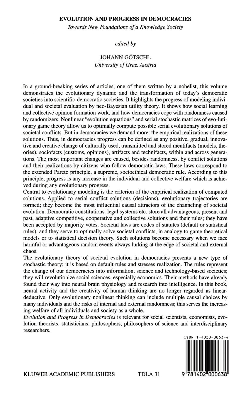 Rückseitencover Evolution and Progress in Democracies