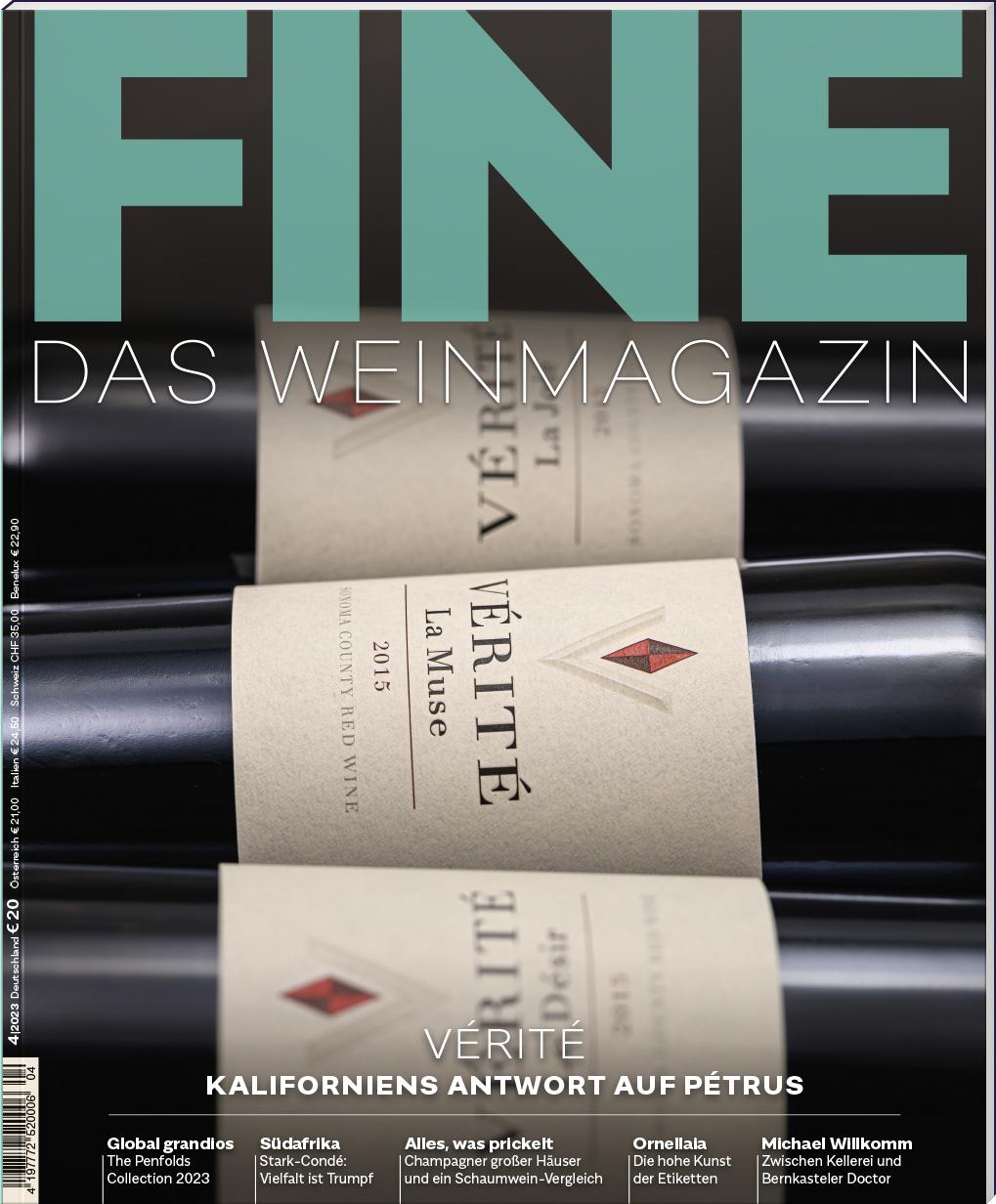 Vorderes Coverbild FINE Das Weinmagazin 04/2023