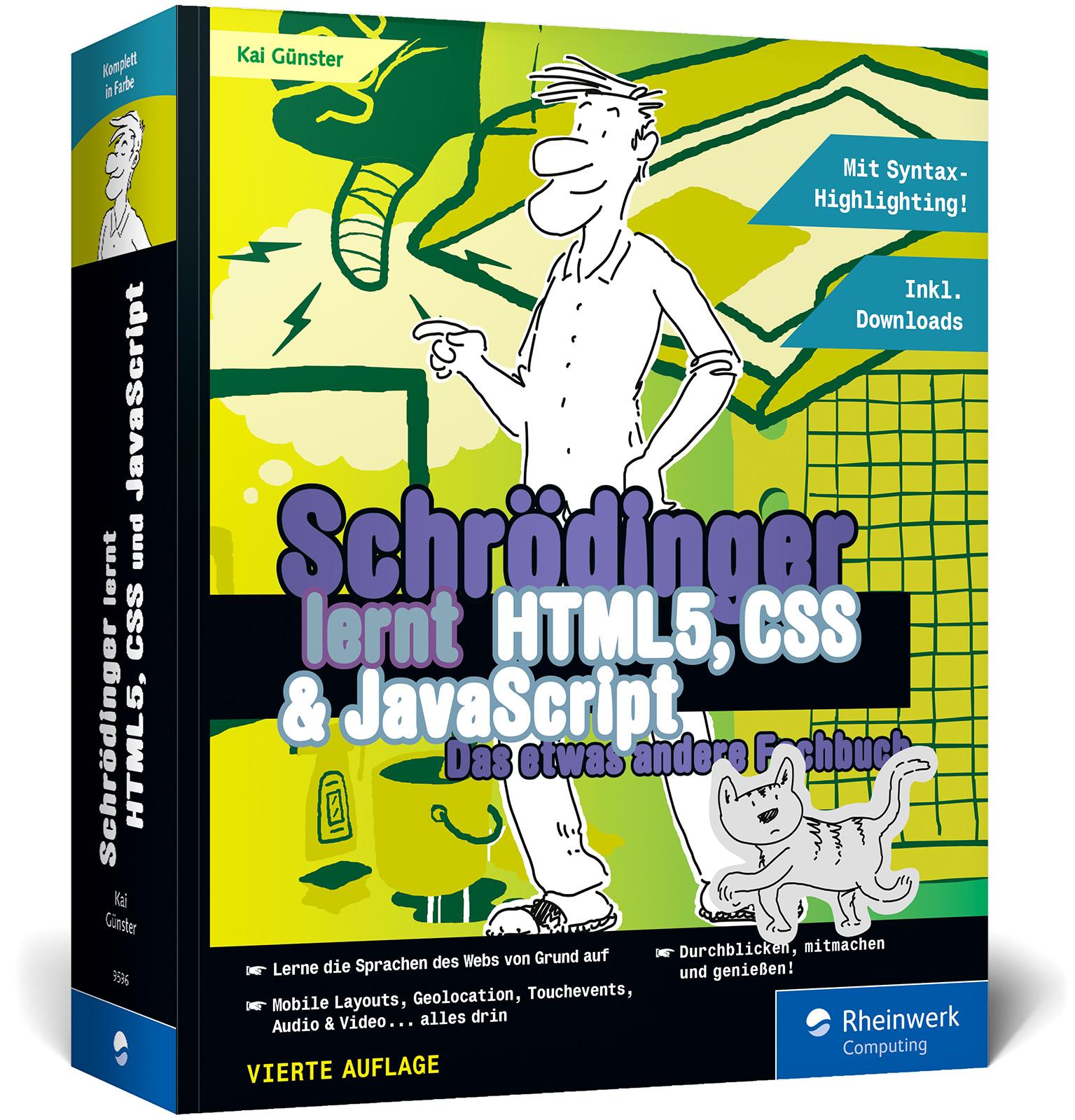 Vorderes Coverbild Schrödinger lernt HTML5, CSS und JavaScript