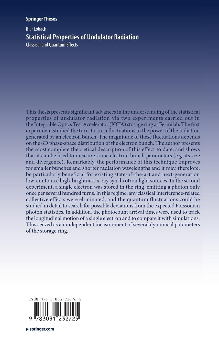 Rückseitencover Statistical Properties of Undulator Radiation