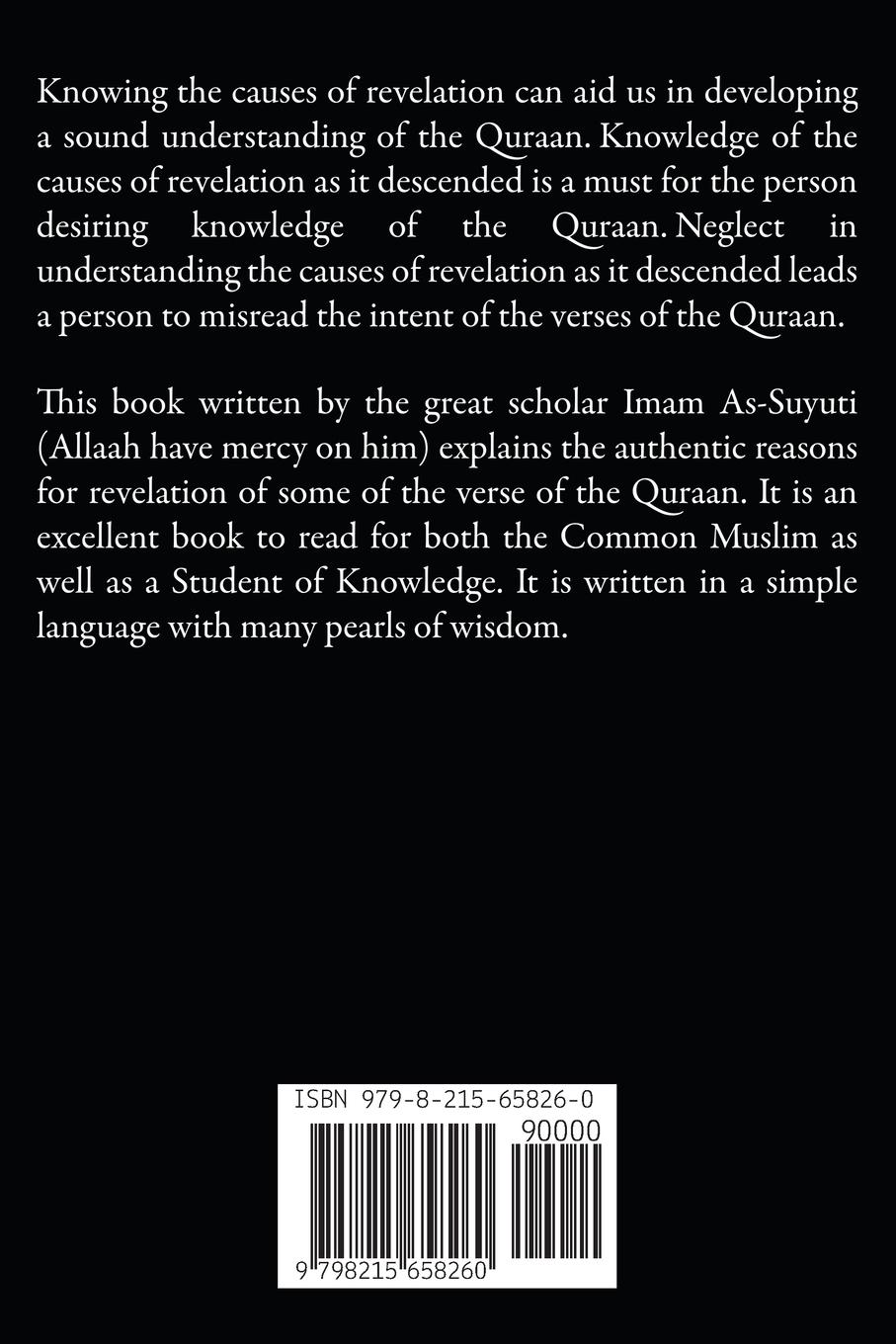 Rückseitencover Causes of the Revelation of the Verses of the Quraan