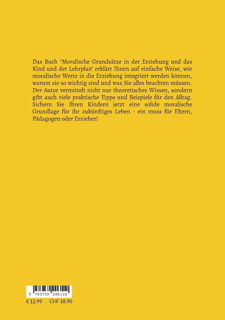 Rückseitencover Moralische Grundsätze in der Erziehung