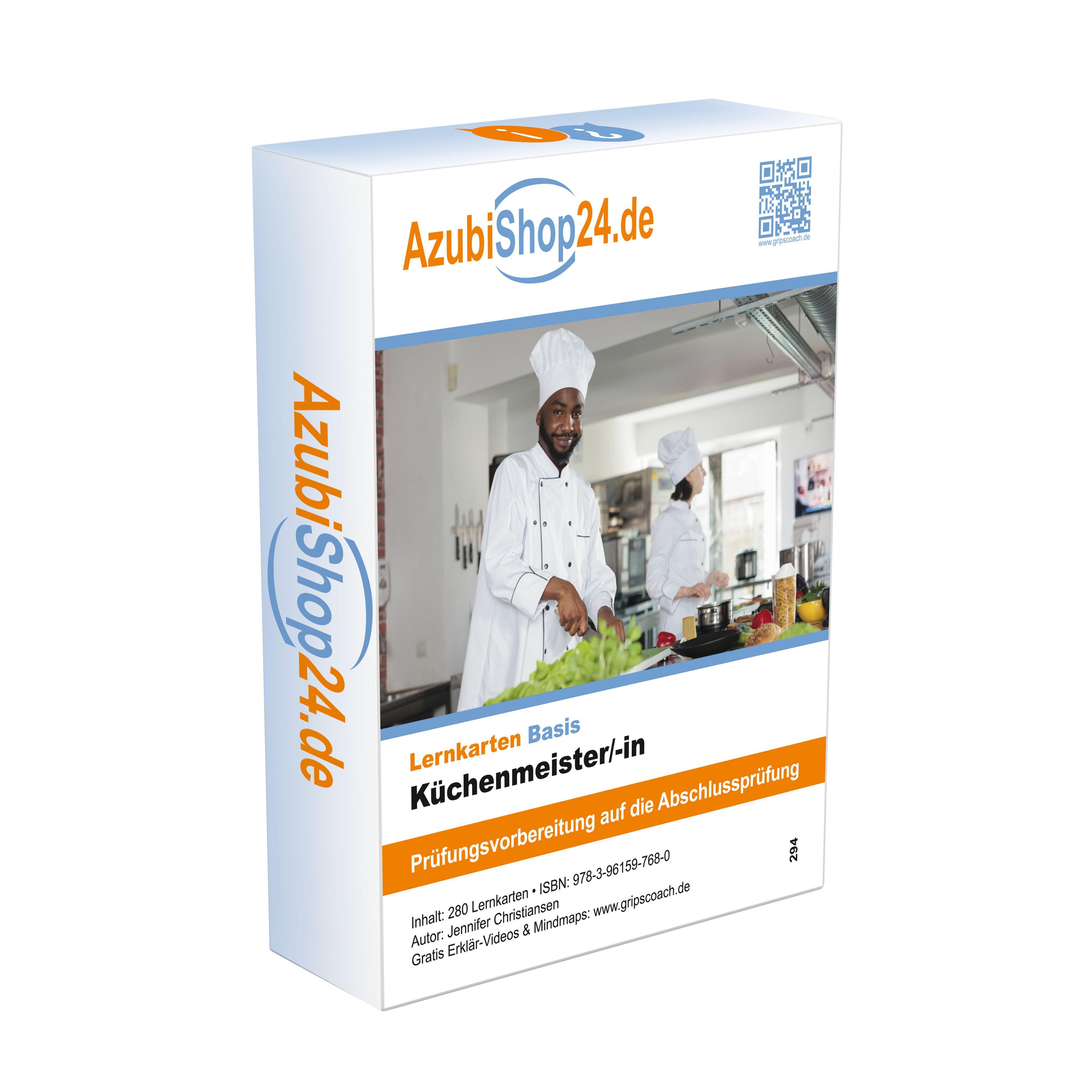 Vorderes Coverbild AzubiShop24.de. Lernkarten Küchenmeister. Prüfungsvorbereitung