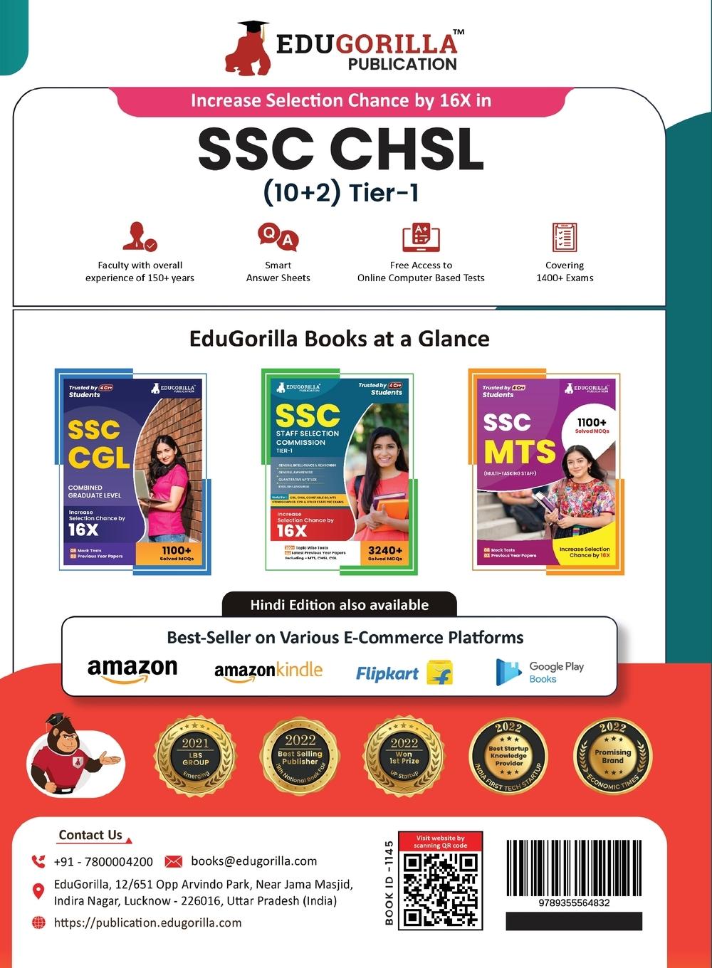 Rückseitencover SSC CHSL Tier 1 Book 2023 (English Edition) - 8 Full Length Mock Tests and 3 Previous Year Papers (1100 Solved Questions) with Free Access to Online Tests