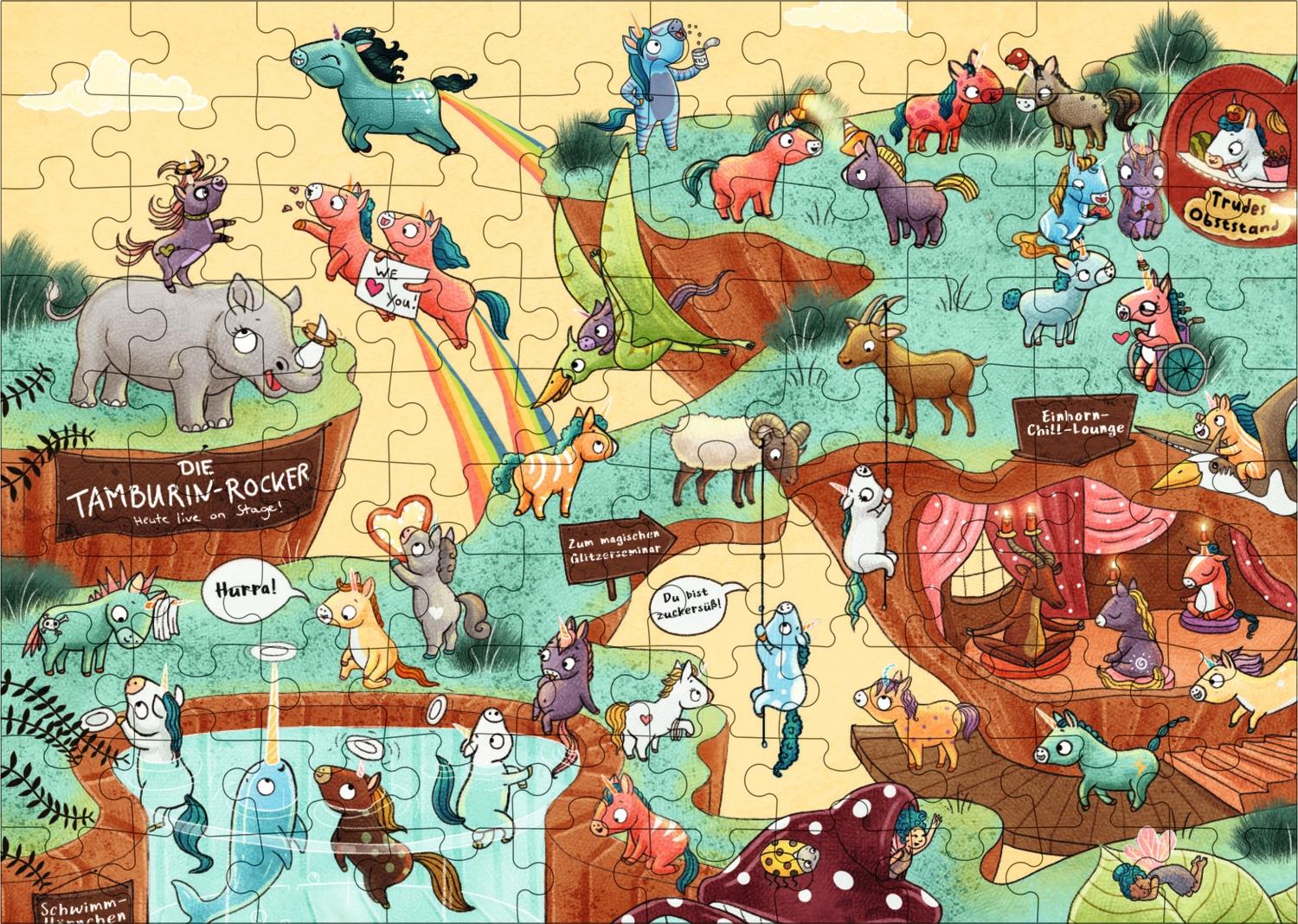 Beispielinhalt (Bild) Einhörner. Puzzle im Buch