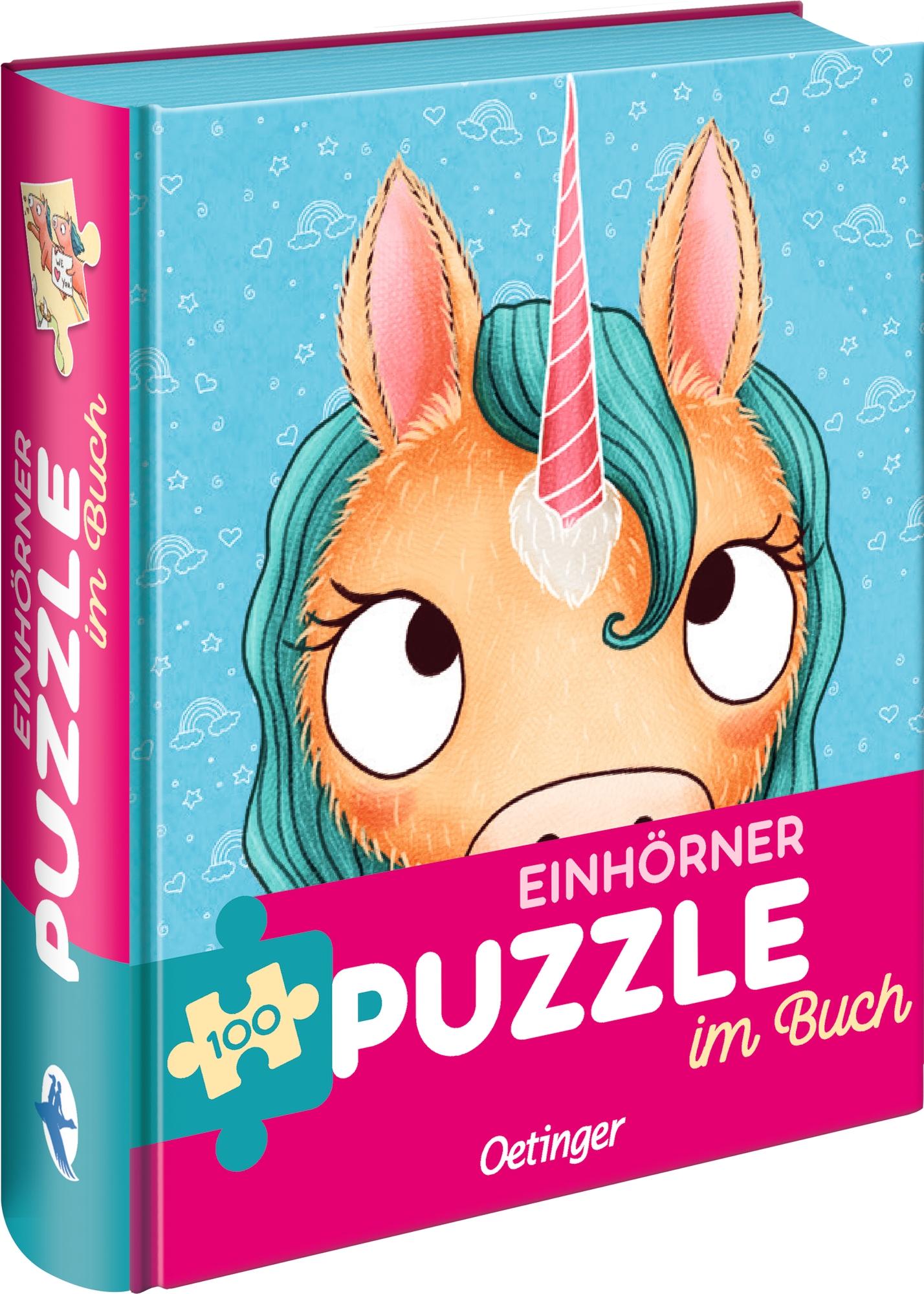 Vorderes Coverbild Einhörner. Puzzle im Buch