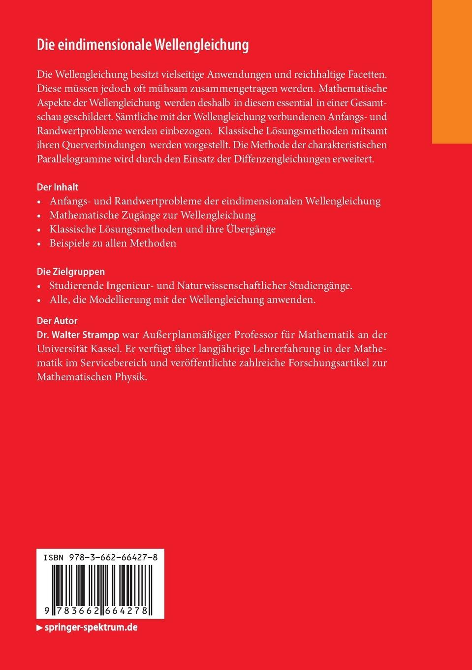 Rückseitencover Die eindimensionale Wellengleichung