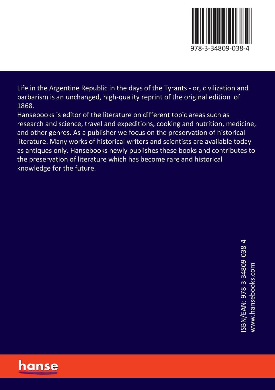 Rückseitencover Life in the Argentine Republic in the days of the Tyrants