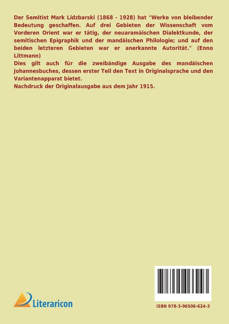 Rückseitencover Das Johannisbuch der Mandäer
