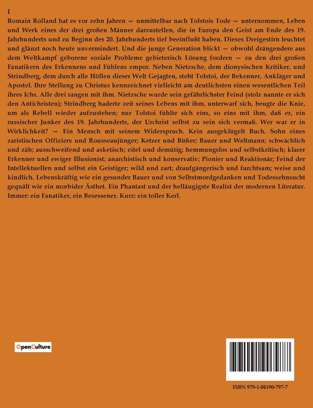 Rückseitencover Das Leben Tolstois