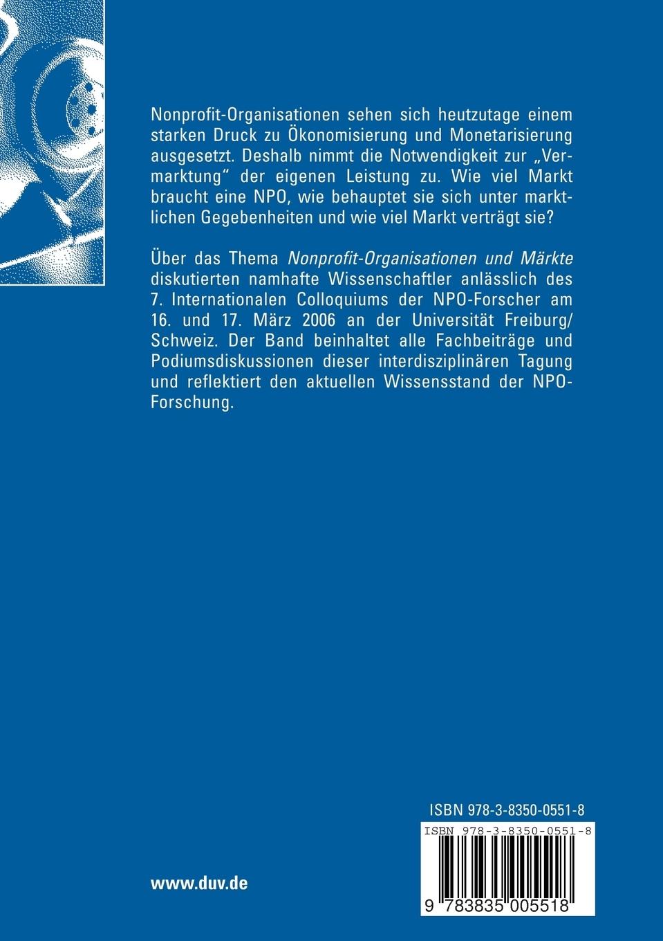 Rückseitencover Nonprofit-Organisationen und Märkte