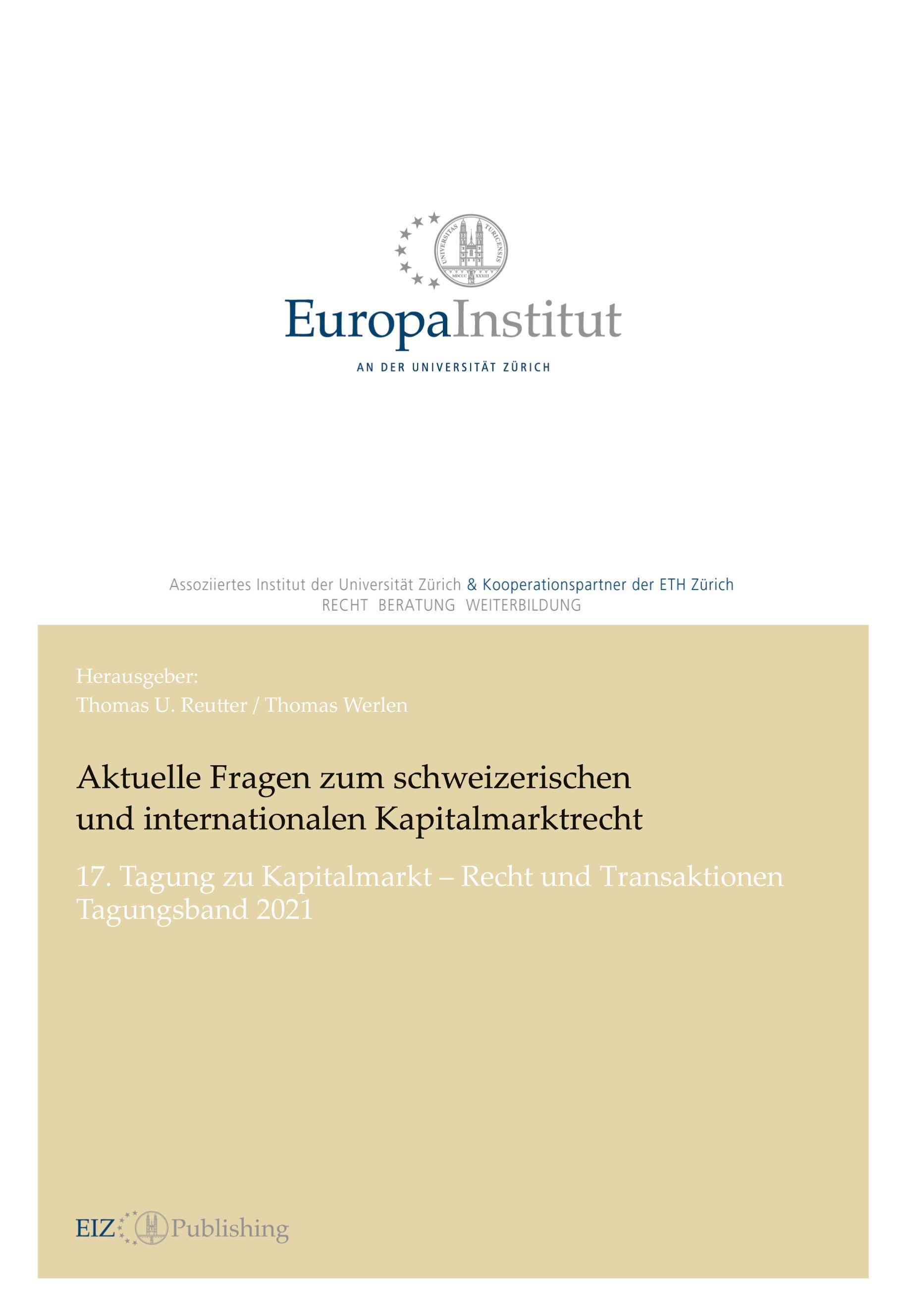 Vorderes Coverbild Aktuelle Fragen zum schweizerischen und internationalen Kapitalmarktrecht