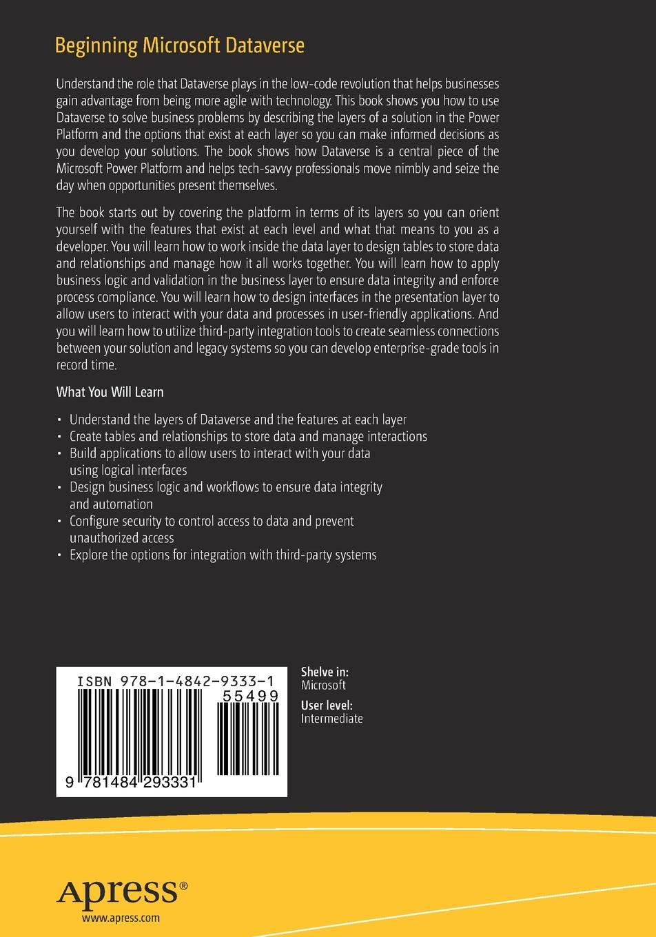 Rückseitencover Beginning Microsoft Dataverse