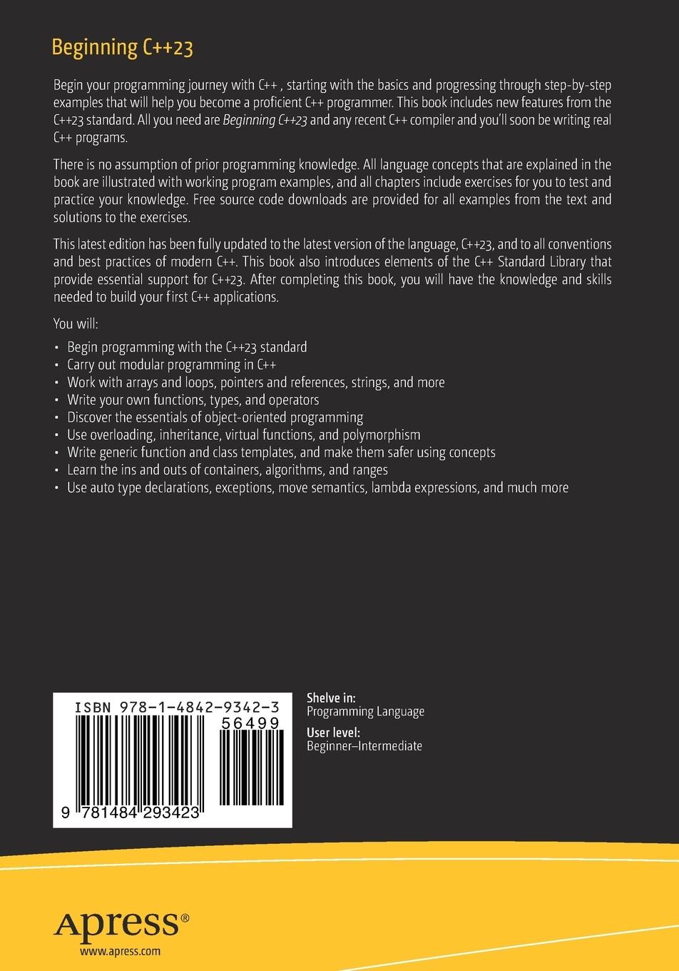 Rückseitencover Beginning C++23