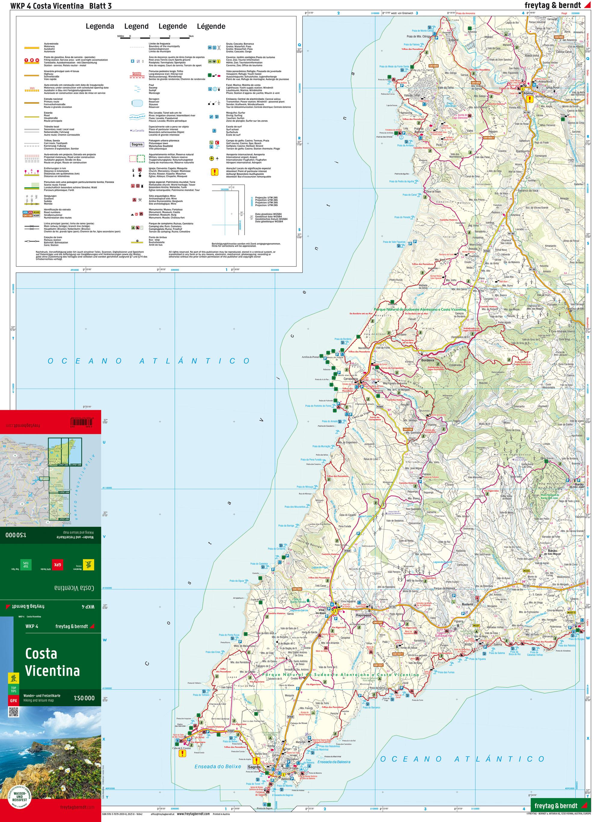 Beispielinhalt (Bild) Costa Vicentina, Wanderkarte 1:50.000, freytag & berndt