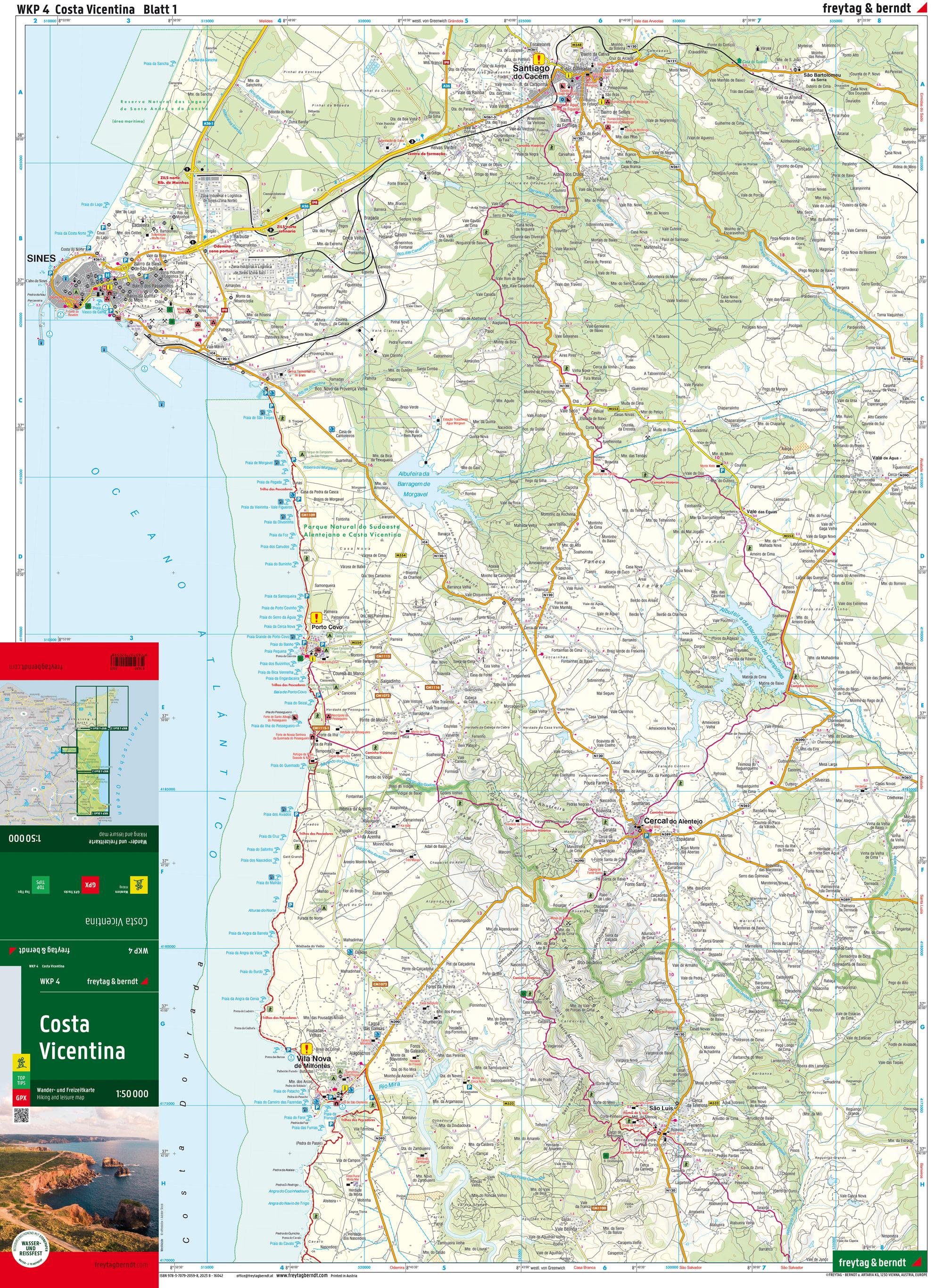 Beispielinhalt (Bild) Costa Vicentina, Wanderkarte 1:50.000, freytag & berndt