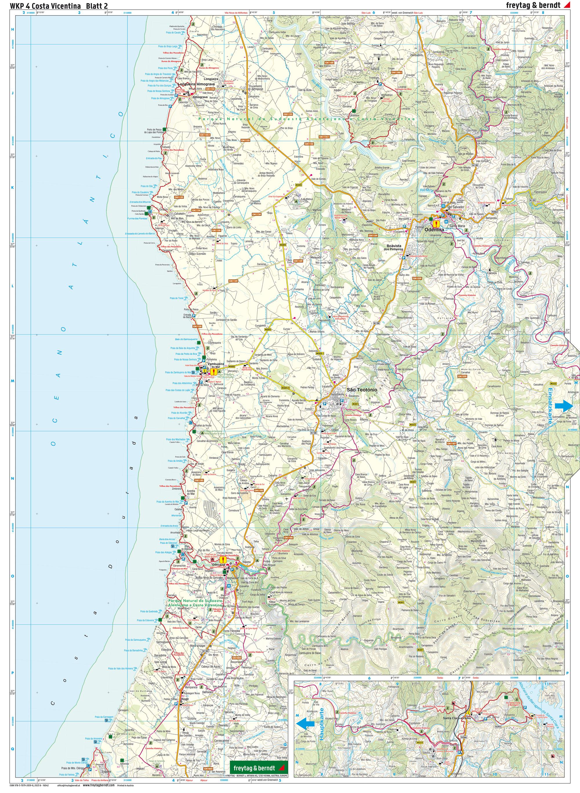 Beispielinhalt (Bild) Costa Vicentina, Wanderkarte 1:50.000, freytag & berndt