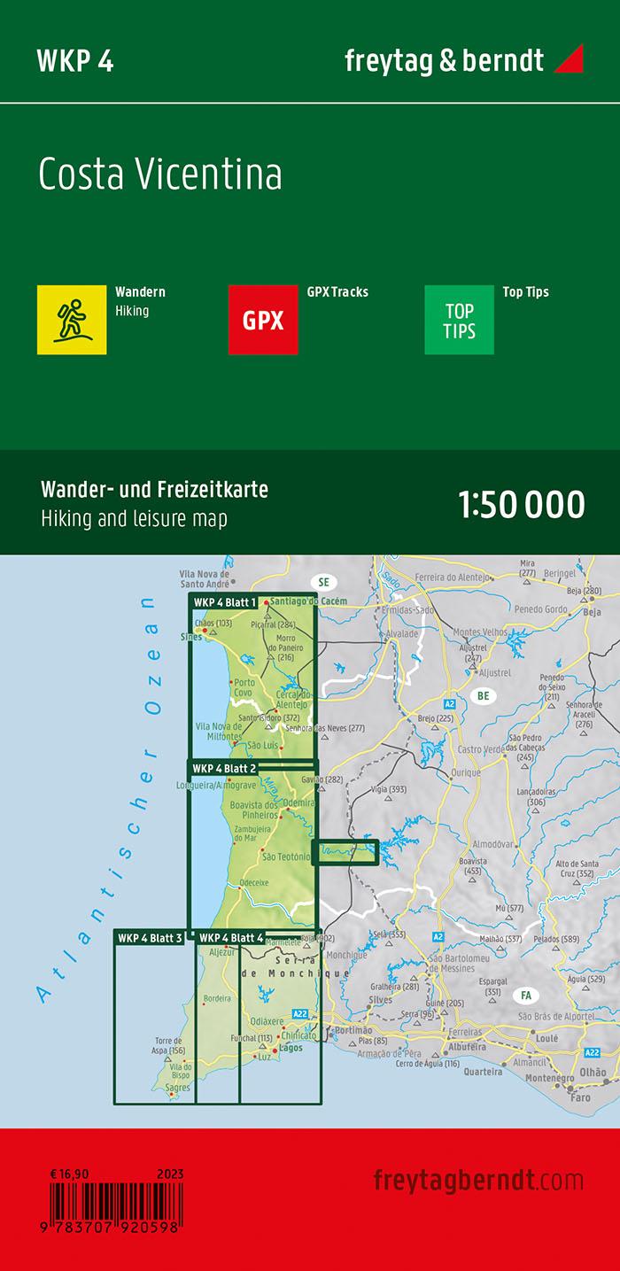Rückseitencover Costa Vicentina, Wanderkarte 1:50.000, freytag & berndt